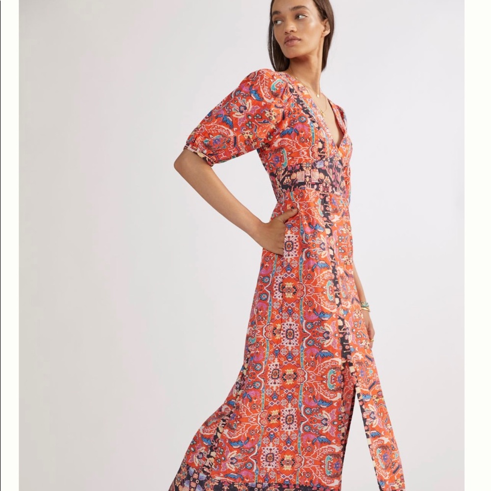 Anthropologie, floral maxi dress, boho print